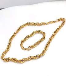 Unisex Vintage 9k GOLD Fine Solid Tone Chain Necklace 600mm Bracelet 83quot Large Double loop Links Jewellery Kihei3372538