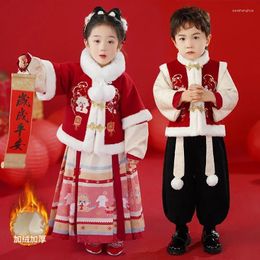 Clothing Sets Girls Year Clothes Winter Thickened Set Ancient Chinese Children's Boys And Sty