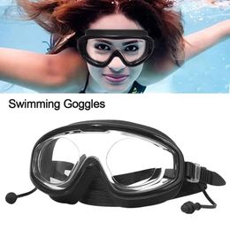Outdoor Swim Goggles Anti-Fog Wide View Scuba Diving Swimming Glasses with Earplugs for Adult Youth 240518