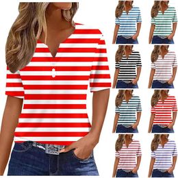 Women's T Shirts And Blouses Womens Tops Neck Buttons Sexy Short Sleeve Dressy Geometric Print Clothing Sales