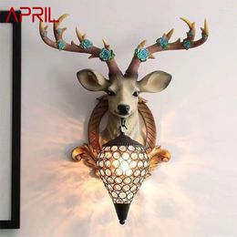 Wall Lamps APRIL Contemporary Deer Antlers Lamp Personalized And Creative Living Room Bedroom Hallway Aisle Decoration Light