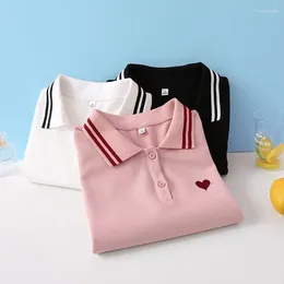 Women's Polos High Quality Cotton Summer Womens Polo Shirts -Embroidery Casual Short Sleeve Femmes Clothing Lapel Slim Tees Top