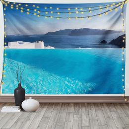 Tapestries Sports Tapestry Blue Swimming Pool Leisure Activity Theme Wall Hanging For Bedroom Living Room Dorm Decor