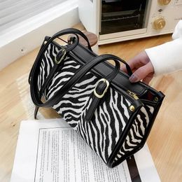 Shoulder Bags Original Brand Large-capacity Handbags Fashion Canvas Bag Underarm Zebra Pattern Square