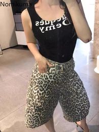 Women's Shorts Streetwear Jean Women Pantalones Cortos De Mujer High Waist Straight Casual Chic Leopard Sexy Korean Y2k Wide Leg Pants