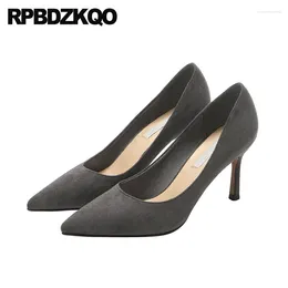 Dress Shoes Small Size Spring Formal Pumps Nubuck Stiletto Court Plain Slip On Solid Women High Heels Shallow 2024 Pointy Toe Office