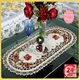 Table Mats Coffee Mat Modern Fabric Living Room Bedside Cover Cloth Anti-scald Rectangular Embroidery Craft Plate