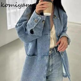 Women's Jackets Japan Style Lapel Neck Chaquetas Mujeres Loose Denim Women Single Breasted Abrigo Mujer Ropa Spring Casual Jaqueta