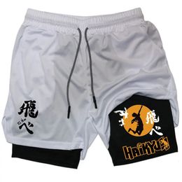 Anime Haikyuu Shorts Quickdrying Fitness Performance For Men Sport Workout Training Bodybuilding Volleyball GYM 240513
