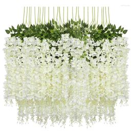 Decorative Flowers 24 Pieces Artificial Fake Wisteria Garland Hanging Silk For Weddings Home Garden Party