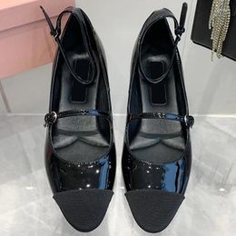 Dress Shoes Baeromad Fashion Runway Summer Black Color Square Heel Women's Round Toe Shallow Mouth Ankle Strap Kitten Heels