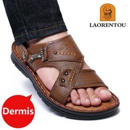 Sandals Old Man's Head Genuine Leather Male Casual Beach Shoes Wear Non-slip And Slippers Cowhide