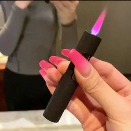 Lighters Metal windproof spray gradient round light pink flame light mini inflatable light small portable womens cigar tool S24513