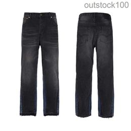 Gallerdeptt designer pants for men top quality solid letter logo new micro flared black and blue patchwork jeans versatile for both men and women