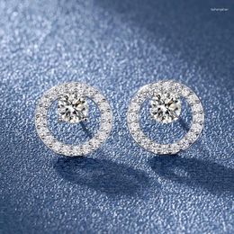 Stud Earrings Round 925 Silver Jewellery With Zircon Gemstone Accessories For Women Wedding Bridal Party Gift Wholesale