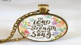 Antique Bronze Handmade Bible Verse Necklace Glass Cabochon Pendant Necklace Scripture Quote Jewelry Christian Party Women Gifts8643005