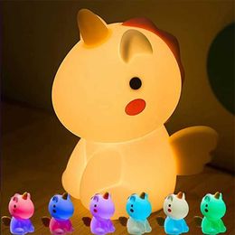 Lamps Shades USB LED Night Light Colorful Touch Sensor Cartoon Lamp Rechargeable Bedroom Atmosphere Light For Kids Holiday Birthday Gift Y240520FFEL