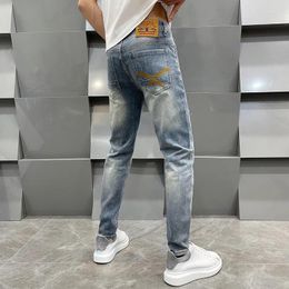 Men's Jeans 2024 Summer Thin Menswear Light Blue High-End Simple Casual Stretch Slim Straight Pants