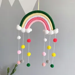 Decorative Figurines Hanging Woven Rainbow Ball Pendant Kids Room Ornament Balcony Home Wall Decor Hand Design