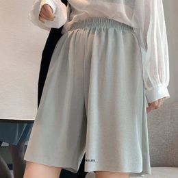 Plus Size 7XL 150KG Ice Silk Women Shorts Solid Summer Ladies Pleat Short Pants High Waist Streetwear Half Pant for Female 240507