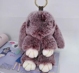 Cute Rabbit Puffy Key Chains Handmade Bags Pendant Fashion Jewellery Ornament Car Keychain New Year Gifts Kids Toys5692210