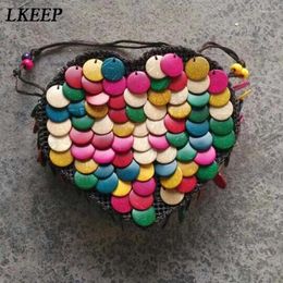 Shoulder Bags Colorful Coconut Shell Bag Heart Oblique Back Handmade Women Ethnic Wind Packet Handbags