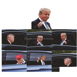 Banner Flags 25X32Cm Trump 2024 Car Sticker Party Supplies U.S. Presidential Election Pvc Cars Window Stickers Drop Delivery Home Gard Dhfnr