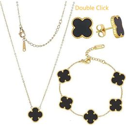 4 Four Leaf Clover Designer Necklace Jewelry Pendant Necklaces Bracelet Stud Earring Women ChristmValentine's Day Birthday Gifts No Box Three-piece Set hgjgh