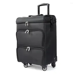 Suitcases Canvas Suitcase Large Capacity Lightweight Professional Trolley Makeup Luggage Case Embroidery Nail Toolbox Outing