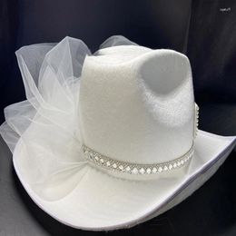 Berets For Creative Bride Cowgirl Hat And Veil Wide Brim Comfort Wedd Dropship