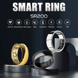 SR200 Smart Ring Heart Rate Blood Pressure Oxygen Temperature Sleep Calories Health Multilingual Fitness Tracker Rings 240507
