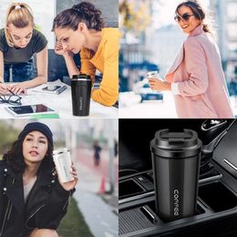 Water Bottles 510ml Vacuum Stainless Steel Cup Coffee Double Layer Anti-scald Insulation Temperature Keep