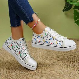 Casual Shoes Foreign Trade Canvas Women's Large Size Single Flat Printed Sports Low Top