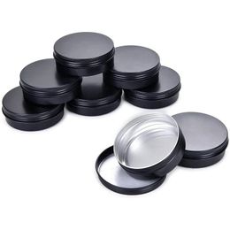 Packing Bottles Wholesale Empty Black Aluminum Tin Cans Refillable Bottle Jar Cosmetic Cream Lip Balm Containers With Screw Lids Drop Dhql9