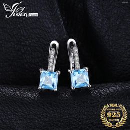 Hoop Earrings JewelryPalace 1.4ct Princess Cut Sky Blue Topaz 925 Sterling Silver For Woman Fashion Wedding Anniversary Gift