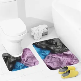 Bath Mats Bathroom Rugs Sets 2 Piece Crumpled Paper Absorbent U-Shaped Contour Toilet Rug