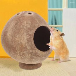 Decorative Figurines 2 Pcs Coconut Hamster Nest Toy Coconuts House Mini Small Animal Hideaway Hut Guinea Pig Hideout Accessories