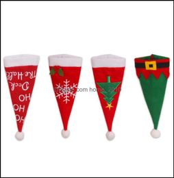 Christmas Decorations Festive Party Supplies Home Garden Caps Fork Knife Cutlery Holder Bag Tableware Wine Bottle Santa Claus Hat 8782531