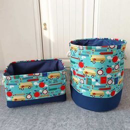 Boxes Storage# Foldable laundry basket thickened canvas cartoon car daycare with handles waterproof toys childrens room storage basket Y240520ZVE8
