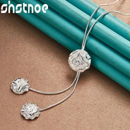 Chains SHSTONE 925 Sterling Silver Three Rose Flower Chain Necklace Fashion Charm Jewellery For Women Engagement Wedding Party Birthday