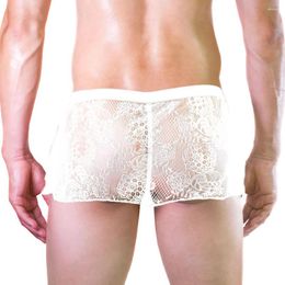 Underpants Men Sissy See Through Boyshort Lace Breathable Convex Pouch Boxer Thong G-String Briefs Panties Boxershorts Underwear