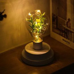 Lamps Shades LED night light battery powered green plant copper wire lamp for desktop bed childrens bedroom home decoration night light Y240520FUXP