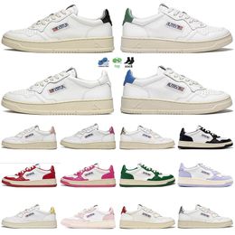 2024 Womens Mens Top Quality Casual Shoes Sneakers Autrys Red Pink Green Purple White Sliver Goled Low cut two tone sports shoes