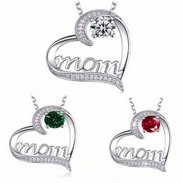 Pendant Necklaces Love Heart Mom Letter For Women Luxury Rhinestone With Link Chain Fashion Choker Necklace Jewellery Mothers Day Drop D Dher1