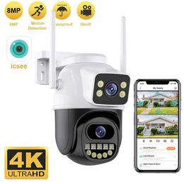 Wireless Camera Kits CCTV Lens 4K 8MP PTZ WIFI camera dual lens dual screen IP camera outdoor 4MP automatic tracking security CCTV monitoring iSee J240518