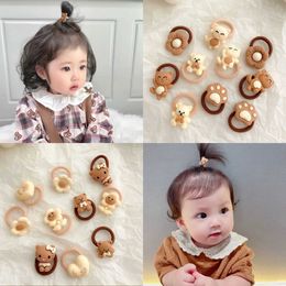 Hair Accessories 10 pieces of cute cartoon animal hair for children rabbit hair baby flower bow rubber strap small head girl non damaging hair rope d240520