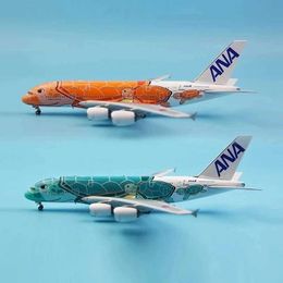 Aircraft Modle 20CM alloy metal Japan Airlines ANA Airbus A380 cartoon turtle aviation aircraft model Aeroplane model painting Aeroplane toy S24520
