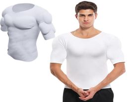 Men039s Body Shapers Men Shaper Fake Muscle Enhancers Top ABS Invisible Pads Chest Tops Soft Protection Male Fitness Muscular U6290819