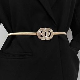 Other Fashion Accessories Elastic gold chain belt for womens waist punk Y2K silver metal rhinestone belt for womens high-quality luxury gold belt J240518