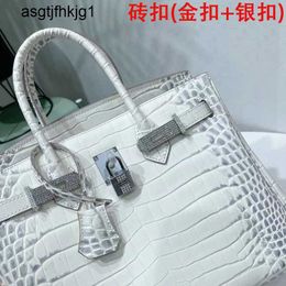 Designer Handbags Guangzhou New Handheld Bag Womens Crossbody with Diamond Crocodile Silver Button_ Drilling Buckle rj